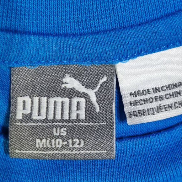 Puma short sleeve T-shirt boys size M (10-12) blue with silver and white graphic - Picture 5 of 10